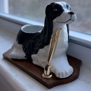 Vintage Cavalier King Charles Spaniel Dog Pen Holder Staffordshire style